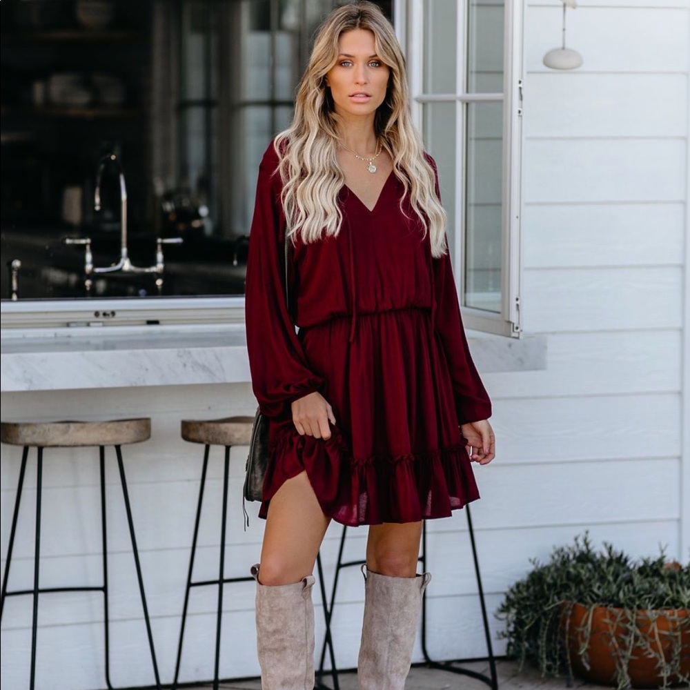 VICI JONAH LONG SLEEVE RUFFLE DRESS